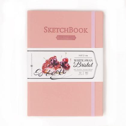 Скетчбук для графики и маркеров "Bristol Touch" A5, 180 г/м2, 50 л., розовый, сшивка