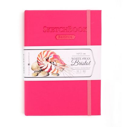 Скетчбук для графики и маркеров "Bristol Touch" A5, 180 г/м2, 50 л., малиновый, сшивка