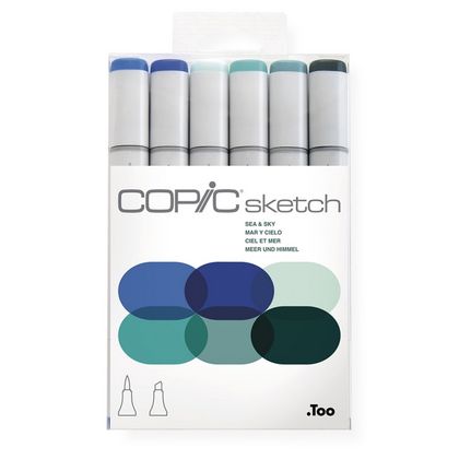 Маркер перм., худ. "Copic Sketch" набор 6 цв., синие оттенки