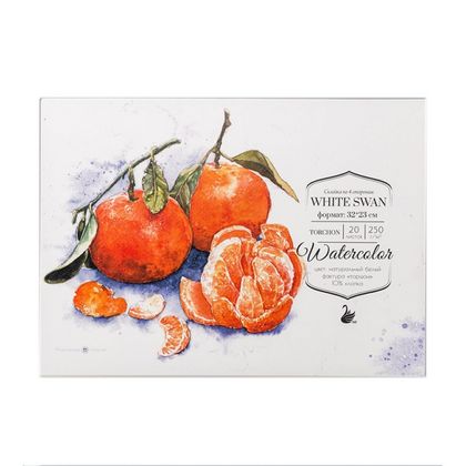 Блок-склейка бумаги для акварели "White swan" торшон, 32*23 см, 250 г/м2, 20 л.
