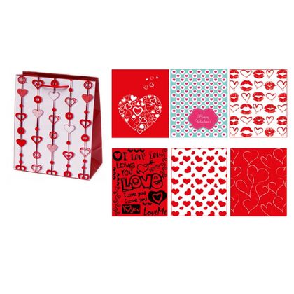 Пакет бумажный подарочный 17,8 *22,9*9,8 см "Valentines" ассорти