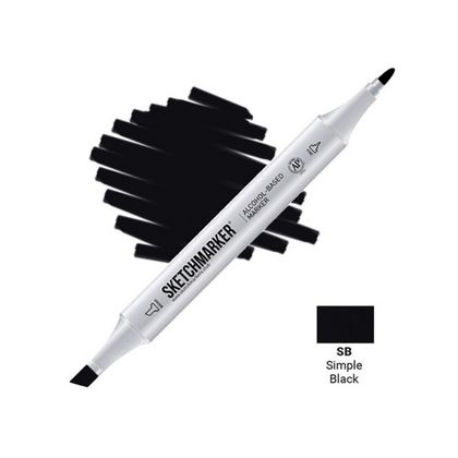 Маркер перм., худ. "Sketchmarker" двусторонний, SB, черный простой