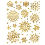 Наклейка декоративная на стекло "Золотые колючие снежинки", 30*38 см