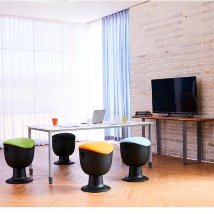 Стул для активного сидения Tulip,пластик белый, ткань желтый