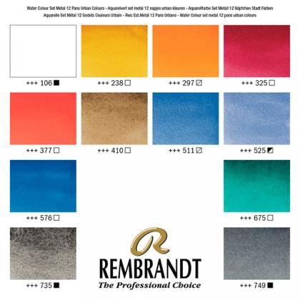 Краски акварельные "Rembrandt" набор 12 цв. гор. пейзажн., кюветы