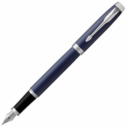 Ручка перьевая F "IM Matte Blue CT" метал., подарочн. упак., синий/серебристый, патрон черный