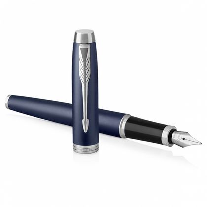 Ручка перьевая F "IM Matte Blue CT" метал., подарочн. упак., синий/серебристый, патрон черный