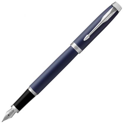 Ручка перьевая F "IM Matte Blue CT" метал., подарочн. упак., синий/серебристый, патрон синий