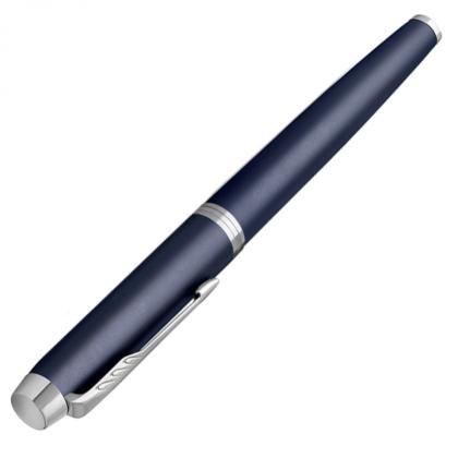 Ручка перьевая F "IM Matte Blue CT" метал., подарочн. упак., синий/серебристый, патрон синий