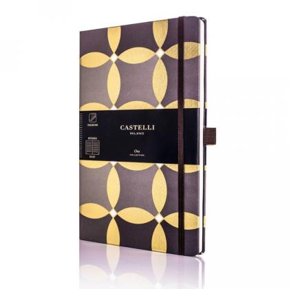 Блокнот А5 130*210 мм., 120 л., тонир., лин. "Oro Chess" обл. искусств. матер., на резинке, разноцветный/бирюзовый