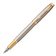 Ручка перьевая F "IM Warm Silver GT" метал., подарочн. упак., серебристый/золотистый, патрон синий