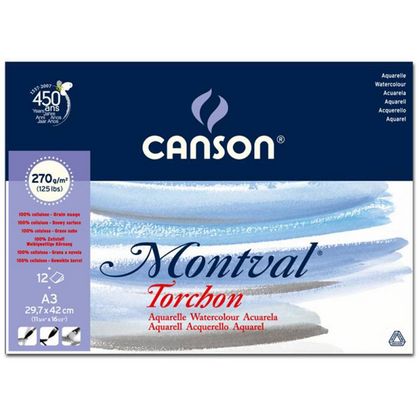 Блок-склейка бумаги для акварели "Montval" снежное зерно, А3, 270 г/м2, 12 л.
