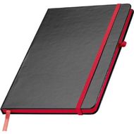 Блокнот А5 142*210 мм, 80 л., лин. "Cuxhaven" обл. карт., на резинке, черный/красный