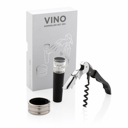 Набор д/вина, 3 предм. "Vino" упак., черный/серебристый