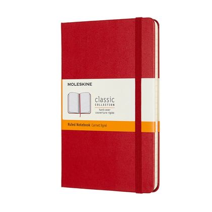 Блокнот А5- 115*180 мм, 104 л., тонир., лин. "Classic Medium" тверд. обл. полипропилен., на резинке, красный