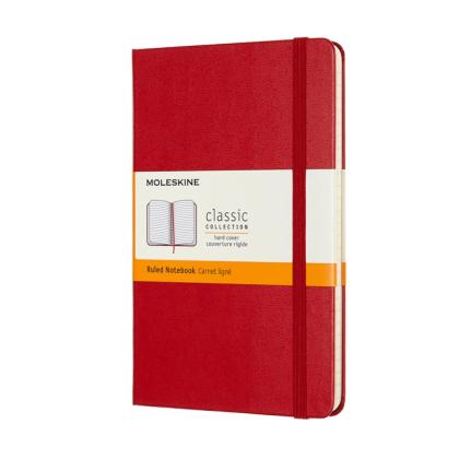 Блокнот А5- 115*180 мм, 104 л., тонир., лин. "Classic Medium" тверд. обл. полипропилен., на резинке, красный