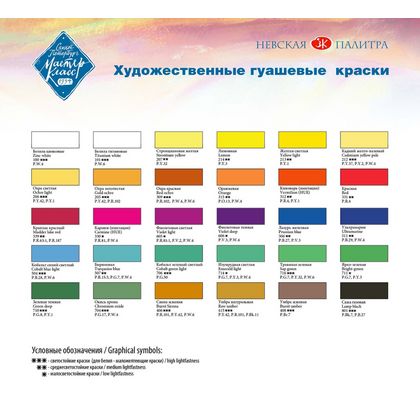Краски гуашевые "Мастер-класс" набор 12 цв., 40 мл, банки