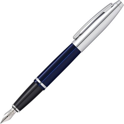 Ручка перьевая M "Calais Chrome/Blue" метал., подарочн. упак., синий/серебристый, патрон черный 2 шт.