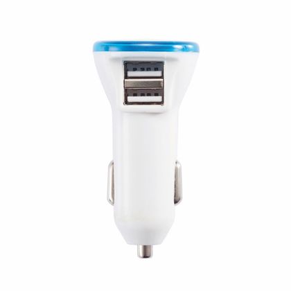 Зарядное устройство "P302.274" авто+USB, выход 5V/2.1А, белый/синий