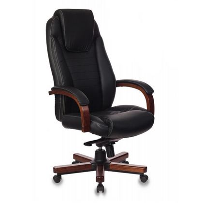 Кресло д/руководителя Бюрократ T-9923WALNUT/Black черный кожа крест.дерево