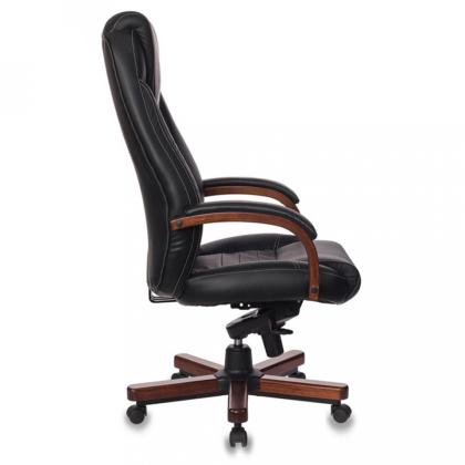 Кресло д/руководителя Бюрократ T-9923WALNUT нат. кожа, черный, крестов. металл/дерево
