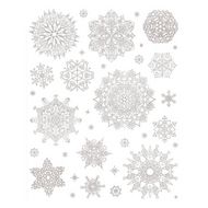 Наклейка декоративная на стекло "Серебряные пушистые снежинки", 30*38 см