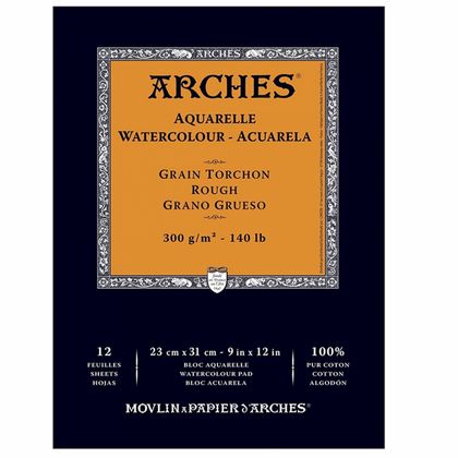 Блок-склейка бумаги для акварели "Arches" 100% хлопок, гор.пресс, 23*31, 300г/м, 12л
