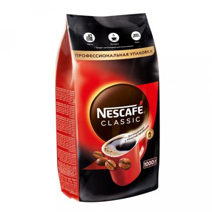 Кофе "Nescafe" натур. растворим. с доб. жар. мол., 1000 гр., пак., Classic