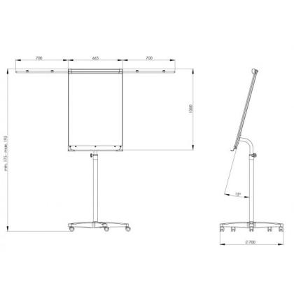 Флипчарт "Mobilchart Pro" 70*100 см, бел. полимер, на колесах, 2х3