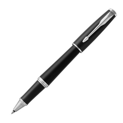 Ручка роллер "Urban Muted Black Chrome Trim" 0,5 мм, метал., подарочн. упак., черный/серебристый, стерж. черный