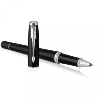 Ручка роллер "Urban Muted Black Chrome Trim" 0,5 мм, метал., подарочн. упак., черный/серебристый, стерж. черный