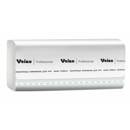 Полотенца бумажные  Veiro Professional Basic V - сложение 250 шт, 1 слой