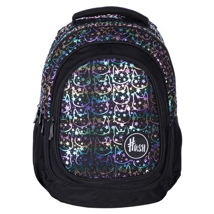 Рюкзак молодежный "Hash neon kitty" полиэстер., уплот. спинка, чёрный