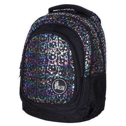 Рюкзак молодежный "Hash neon kitty" полиэстер., уплот. спинка, чёрный