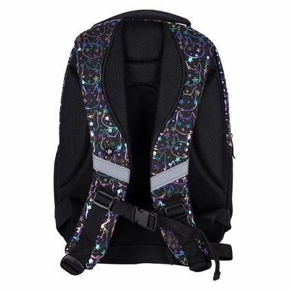 Рюкзак молодежный "Hash neon kitty" полиэстер., уплот. спинка, чёрный