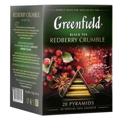 Чай "Greenfield" 20 пак*1,8 гр., черный, пирамидка, со вкусом брусники, Redberry Crumble