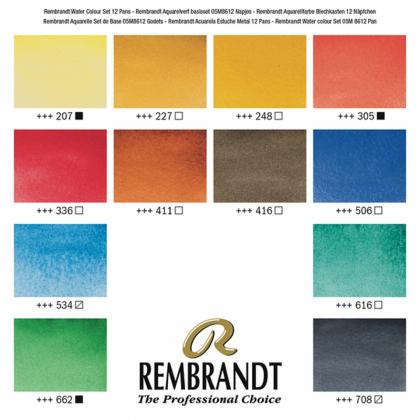 Краски акварельные "Rembrandt" набор 12 цв., кюветы