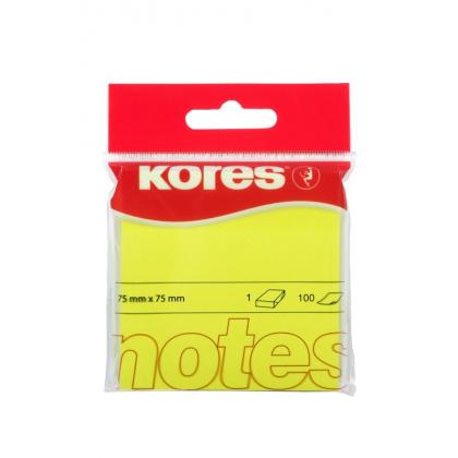 Бумага д/з на кл. осн. 50*75 мм "Kores" 100 л., желтый
