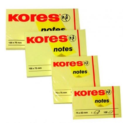 Бумага д/з на кл. осн. 50*75 мм "Kores" 100 л., желтый