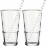 Набор стаканов д/коктейлей 2 шт.+2 трубочки, 400 мл. "Event" упак., прозрачный
