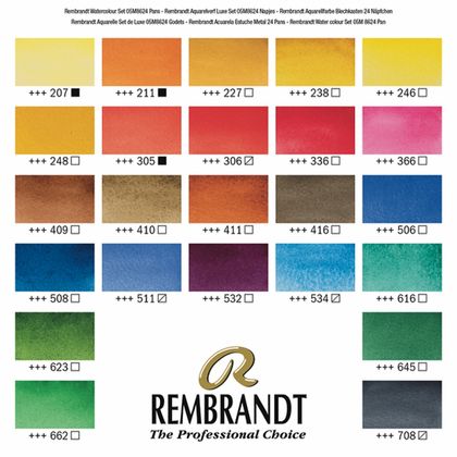 Краски акварельные "Rembrandt" набор 24 цв., кюветы