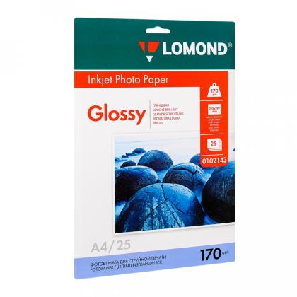 Фотобумага А4, 150 г/м, 25 л., глянц., одностор. "Lomond"