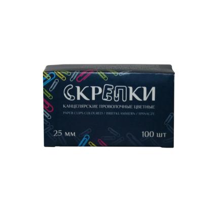 Скрепки 25 мм "Бугинком 2Fix" винил., 100 шт., треуг., цв.