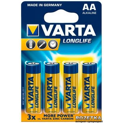 бат_гальв. эл-т щел. (алкал.) 1,5 V LR6 (АА) 4шт. VARTA LONGLIFE