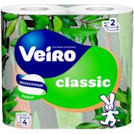 Бумага туалетная  Veiro Classic, 4 рул, цв.белый, 2-сл.