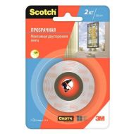Клейк. лента двусторонняя 19 мм*1,5 м "3М Scotch" монтажная, прозрачная