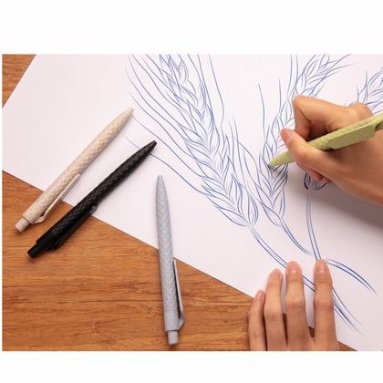 Ручка шарик/автомат "Wheat Straw" 1,0 мм, пласт. биоразлаг., голубой, стерж. синий
