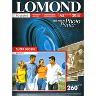 Фотобумага А4, 260 г/м, 20 л., супер глянц., одностор. "Lomond"