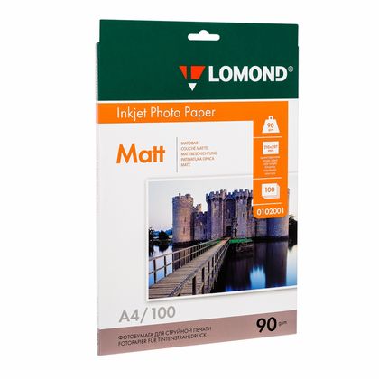 Фотобумага А4, 90 г/м, 100 л., матов., одностор. "Lomond"