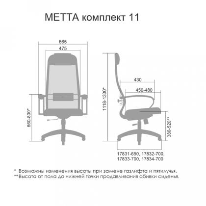 Кресло д/руководителя Metta SU-1-BP Комплект 11 PL,ткань-сетка темно-серая